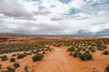 Easy trail leading to Horseshoe Bend on Colorado River in Glen Canyon, part of Grand canyon, Page, Arizona, USA Royalty Free Stock Photo