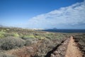 Easy trekking path going down from Montana Amarilla towards Golf del Sur resort and Los Abrigos, Tenerife, Spain