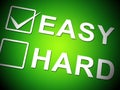 Easy Vs Hard Checkbox Portrays Choice Of Simple Or Difficult Way - 3d Illustration