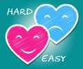 Easy Vs Hard Hearts Portray Choice Of Simple Or Difficult Way - 3d Illustration