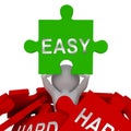 Easy Vs Hard Jigsaw Portrays Choice Of Simple Or Difficult Way - 3d Illustration Royalty Free Stock Photo