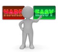 Easy Vs Hard Signs Portray Choice Of Simple Or Difficult Way - 3d Illustration