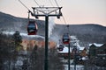 Easy way Gondola lift at Stowe Ski Resort in Vermont, view to the Spruce Peak village