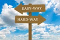 Easy way and Hard way road sign illustration design. Royalty Free Stock Photo