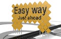 Easy way just ahead word on giant yellow road signs Royalty Free Stock Photo