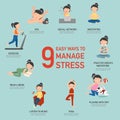 Easy ways to manage stress,infographic Royalty Free Stock Photo