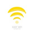 Easy wifi concept icon in banana shape, simple technology concept, eps 10 illustrated