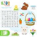 Easy word search crossword puzzle `Happy Easter Day`