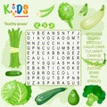 Easy word search crossword puzzle `Healthy greens`