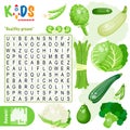 Easy word search crossword puzzle `Healthy greens`