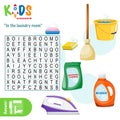 Easy word search crossword puzzle `In the laundry room`