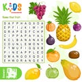 Easy word search crossword puzzle `Name that fruit`