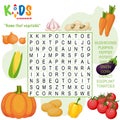 Easy word search crossword puzzle `Name that vegetable`