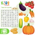 Easy word search crossword puzzle `Name that vegetable`