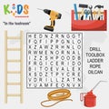 Easy word search crossword puzzle `At the toolroom`