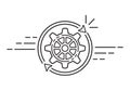 Easy work operation with rotate gear, finish workflow process, data update line icon. Turn cogwheel, reverse motion, flow. Vector Royalty Free Stock Photo