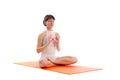 Easy yoga Pose with padma mudra gesture Royalty Free Stock Photo