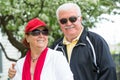 Easygoing Positive Senior Adult Couple in Sports Royalty Free Stock Photo