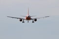 Easyjet Airbus aircraft landing on the landing strip of Amsterdam Schiphol Airport