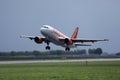 EasyJet Airbus jet taking off from Amsterdam Airport Schiphol AMS, Netherlands Royalty Free Stock Photo