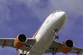 EasyJet, Airbus A320- 251N approaching runway, landing. Royalty Free Stock Photo