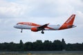 EasyJet Airbus jet approaching the airport Royalty Free Stock Photo