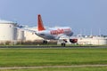 Easyjet Airbus A319 windy conditions Royalty Free Stock Photo