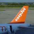 EasyJet Aircraft on the Runway of Luton Airport 08 19 2012 Royalty Free Stock Photo