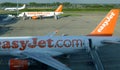 EasyJet Aircraft on the Runway of Luton Airport 08 19 2012 Royalty Free Stock Photo