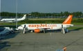 EasyJet Aircraft on the Runway of Luton Airport 08 19 2012 Royalty Free Stock Photo