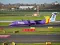 Flybe airplane at the airport Duesseldorf departing