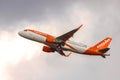 Easyjet airplane starting from cologne bonn airport germany