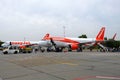 Easyjet boeing ready for departure at Berlin shonfeld airport, Germany.