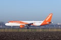 EasyJet landing on airport in Europe, Amsterdam Royalty Free Stock Photo