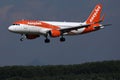 Easyjet plane flying above the forest