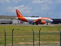 Alicante, Spain, 05-19-2019, Easyjet plane taking off from Elche Alicante airport in summer Royalty Free Stock Photo