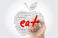 EAT apple word cloud with marker, health concept background Royalty Free Stock Photo