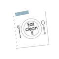 Eat clean paper note illustration on white background Royalty Free Stock Photo