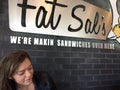 Eat at fat sals los angeles, calif,  its `we`re makin sandwiches over here` Royalty Free Stock Photo