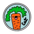 Eat hand drawn vector vegan logotype in cartoon comic style happy plant