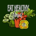 Eat healthy food lettering with sketched vegetables