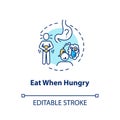Eat when hungry concept icon. Conscious nutrition, mindful eating idea thin line illustration. Listening to body signals