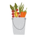 eat local fresh food bucket with vegetables