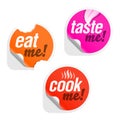 Eat me, taste me and cook me stickers Royalty Free Stock Photo