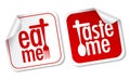 Eat me and taste me stickers Royalty Free Stock Photo
