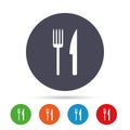 Eat sign icon. Cutlery symbol. Fork and knife.