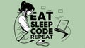 Eat Sleep Code Repeat text, programming and developer lifestyle vector design Generative AI Royalty Free Stock Photo