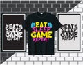 Eat sleep game repeat, Gaming quote t shirt design vector illustration