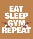 Eat sleep gym repeat. Vector hand drawn illustration of girls in swimsuit isolated