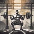 Eat sleep squat repeat. Gym motivational quote with grunge effect and barbell. Workout inspiration Royalty Free Stock Photo